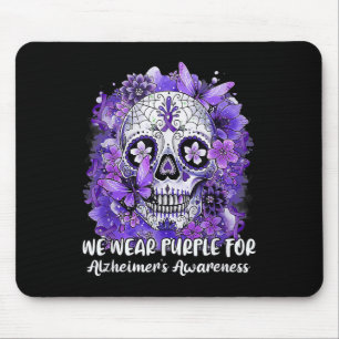 Sugar Skull Flower Wear Purple Ribbon Alzheimer Aw Mouse Pad