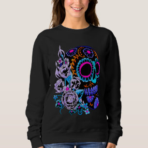 Sugar Skull Flowers Day Of The Dead Dia Muertos Sweatshirt
