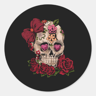 Sugar Skull Flowers Day Of The Government Agencyd Classic Round Sticker