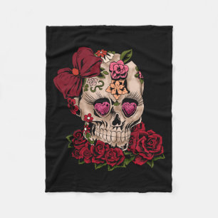 Sugar Skull Flowers Day Of The Government Agencyd Fleece Blanket