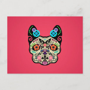 Sugar Skull Frenchie - Pink Postcard