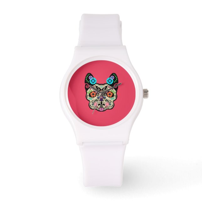 Sugar Skull Frenchie - Pink Watch (Front)