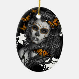 Sugar Skull Girl Ceramic Ornament