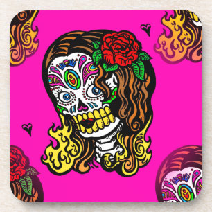 sugar skull girl coaster