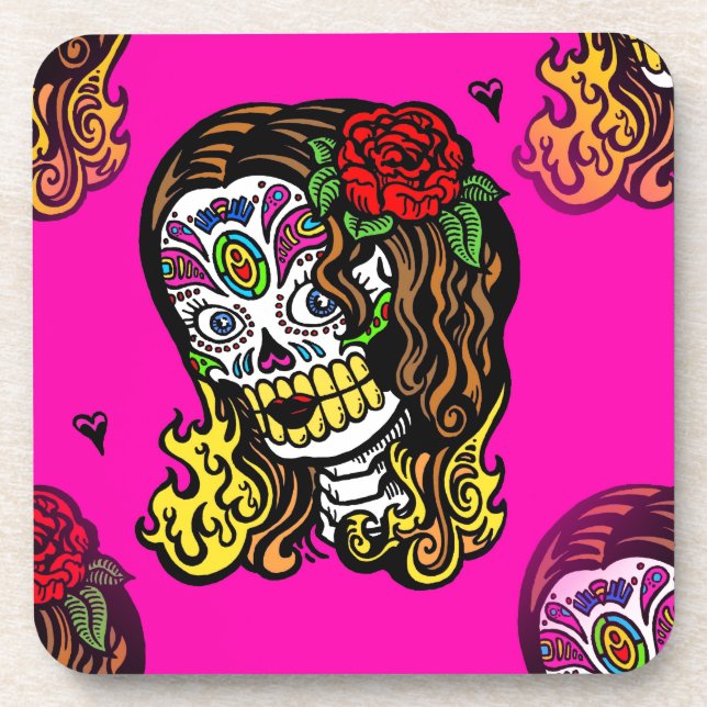 sugar skull girl coaster (Front)