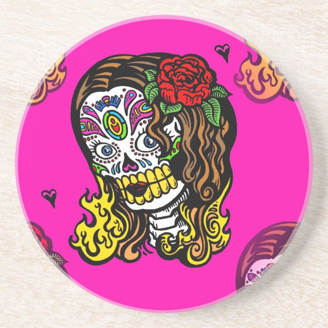 sugar skull girl coaster (Front)
