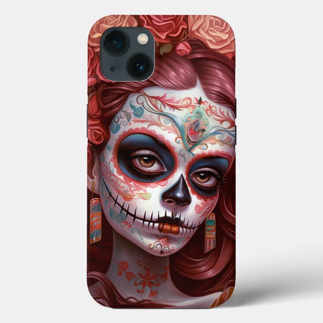 Sugar Skull Girl Day Of The Dead Case-Mate iPhone Case (Back)