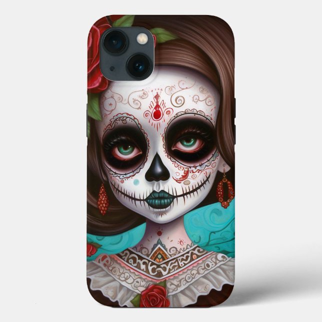 Sugar Skull Girl Day Of The Dead Case-Mate iPhone Case (Back)