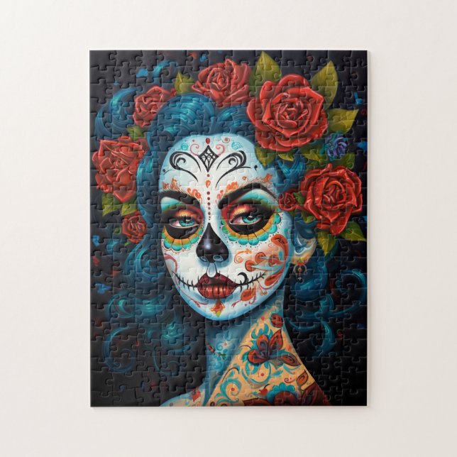 Sugar Skull Girl Day Of The Dead Jigsaw Puzzle (Vertical)