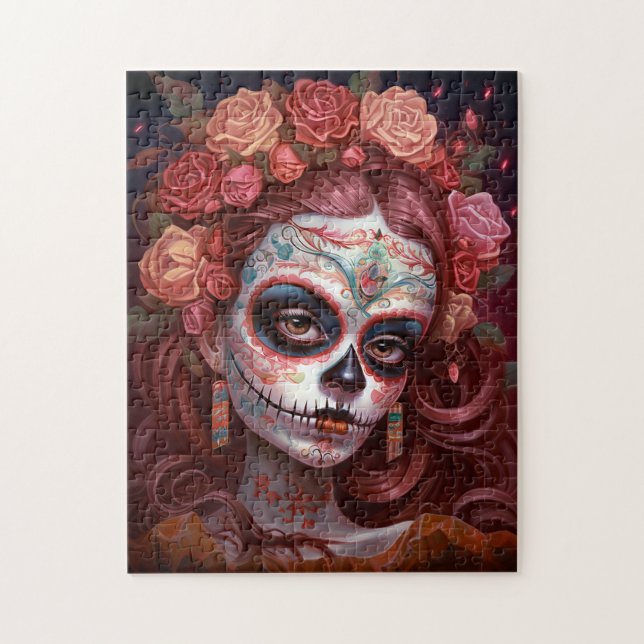 Sugar Skull Girl Day Of The Dead Jigsaw Puzzle (Vertical)