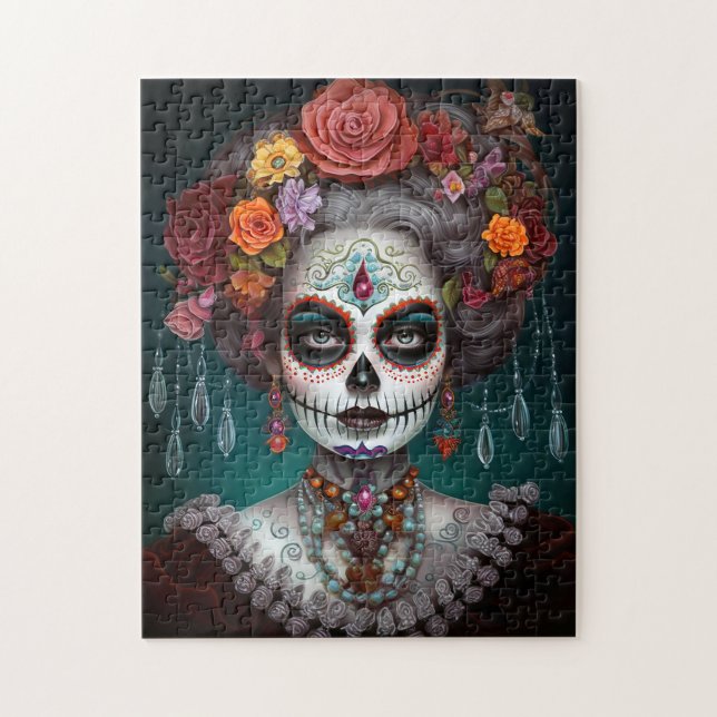 Sugar Skull Girl Day Of The Dead Jigsaw Puzzle (Vertical)