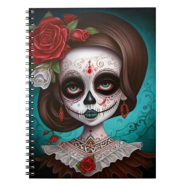 Sugar Skull Girl Day Of The Dead Notebook (Front)
