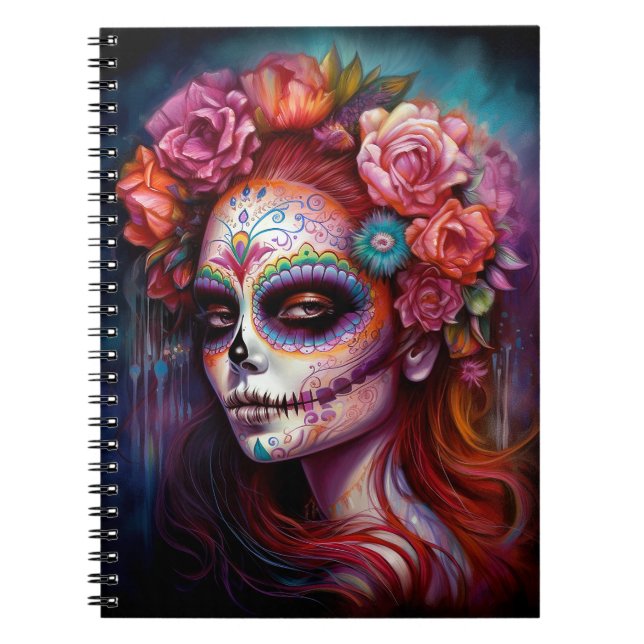 Sugar Skull Girl Day Of The Dead Notebook (Front)