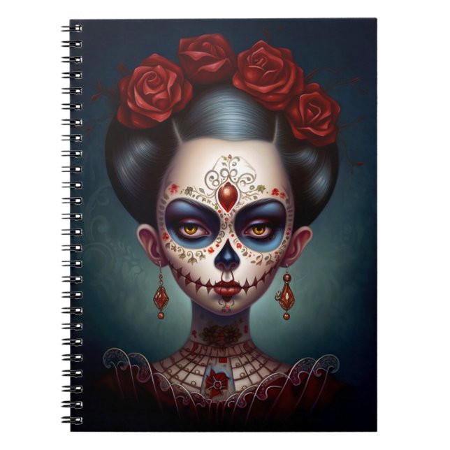 Sugar Skull Girl Day Of The Dead Notebook (Front)