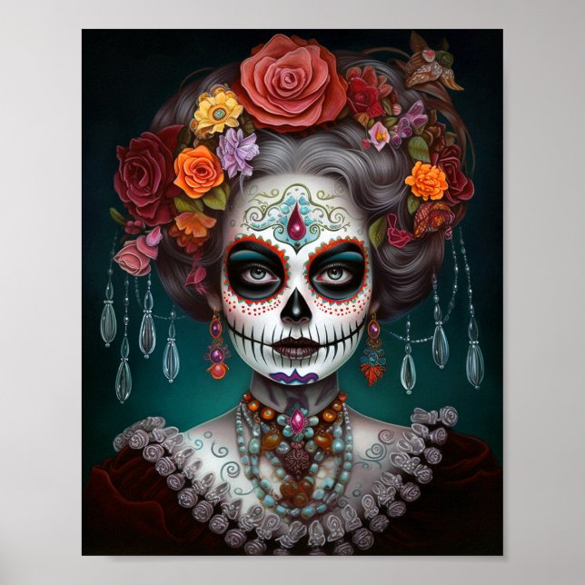 Sugar Skull Girl Day Of The Dead Poster (Front)