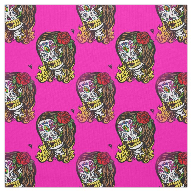 sugar skull girl fabric (Swatch)