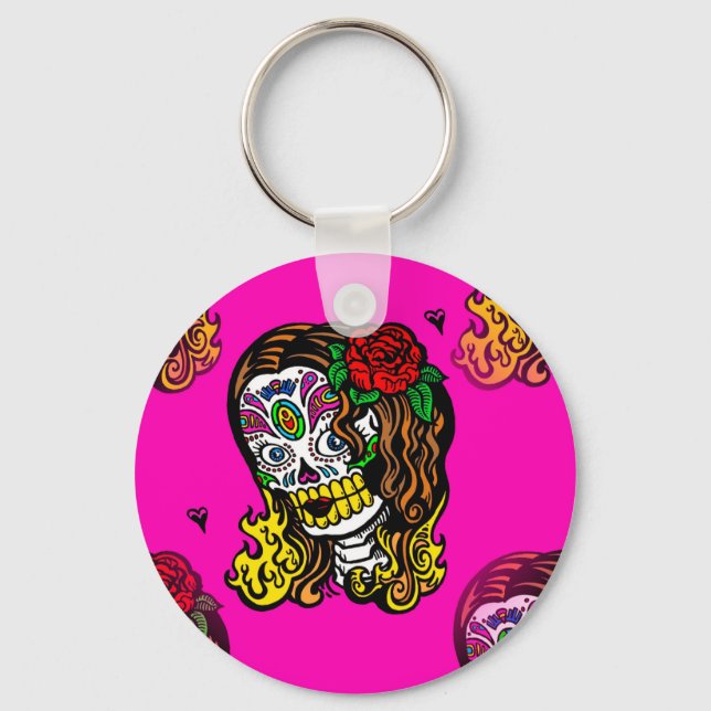 sugar skull girl key ring (Front)