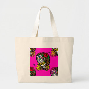 sugar skull girl large tote bag