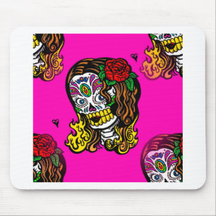 sugar skull girl mouse pad