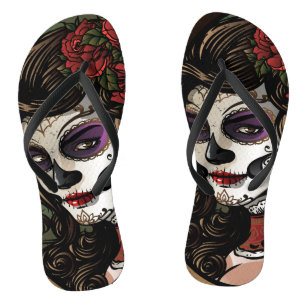 Sugar Skull girl - Pair of Flip Flops