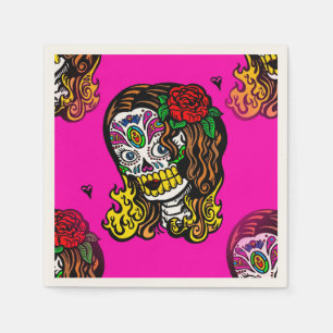 sugar skull girl paper napkins