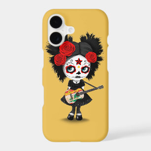 Sugar Skull Girl Playing PEI Flag Guitar
