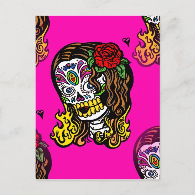 sugar skull girl postcard (Front)