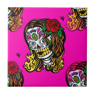 sugar skull girl tile