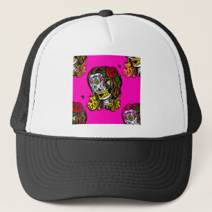 sugar skull girl trucker hat