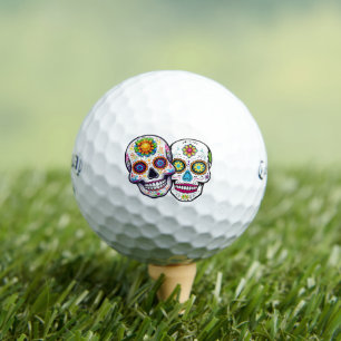 Sugar Skull Golfer Ball   Dia De Los Muertos