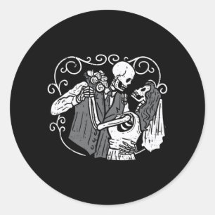 Sugar Skull Groom Bride Funny Dia Muertos Classic Round Sticker