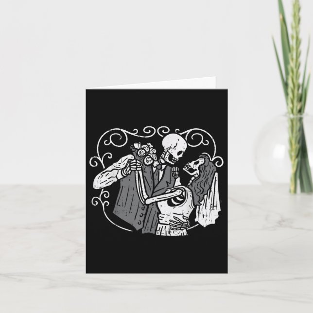 Sugar Skull Groom Bride Funny Dia Muertos Hallowee Card (Front)