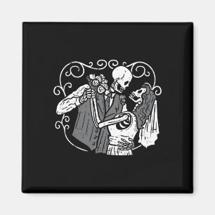 Sugar skull groom bride funny dia muertos magnet