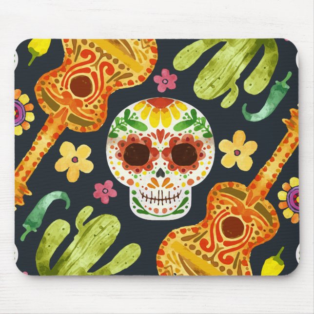 Sugar Skull & Guitars Dia de Muertos | Mousepad (Front)
