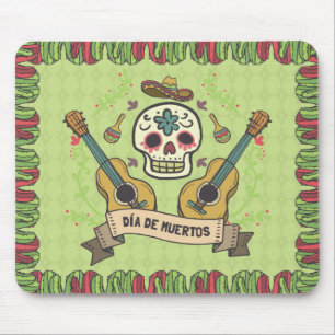 Sugar Skull & Guitars Dia de Muertos Mousepad
