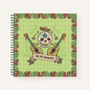 Sugar Skull & Guitars Dia de Muertos Notebook