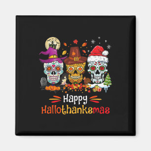 Sugar Skull Hallothanksmas Halloween Thanksgiving  Magnet