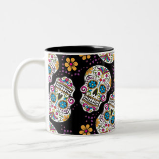Sugar Skull Halloween Black Two-Tone Coffee Mug