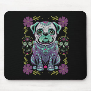 Sugar Skull Halloween Day Dead Pug Dia Los Muertos Mouse Pad