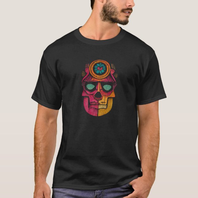 Sugar Skull Hand Illustration Simple Drawn Calaver T-Shirt (Front)