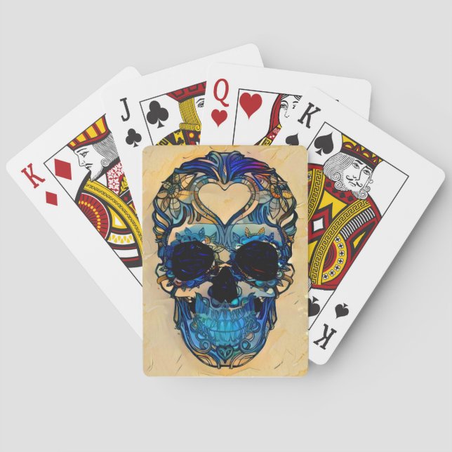 Sugar Skull - Heart Playing Cards (Back)