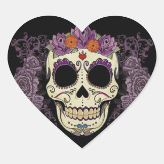 Sugar skull heart sticker