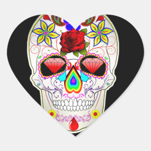 sugar skull heart sticker