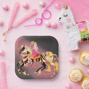 Sugar Skull Horse & Lady Paper Plate