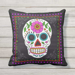 Sugar Skull I Folk Art Pillow