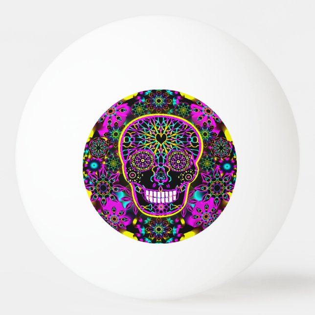 Sugar Skull in Neon Pink Ping Pong Ball (Front)