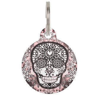 Sugar Skull in Pink Pet Tag