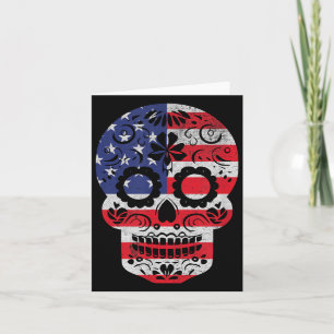 Sugar Skull Independence Day Patriotic USA Flag Card