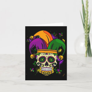 Sugar Skull Jester Hat Mardi Gras Fat Tuesday Carn Card