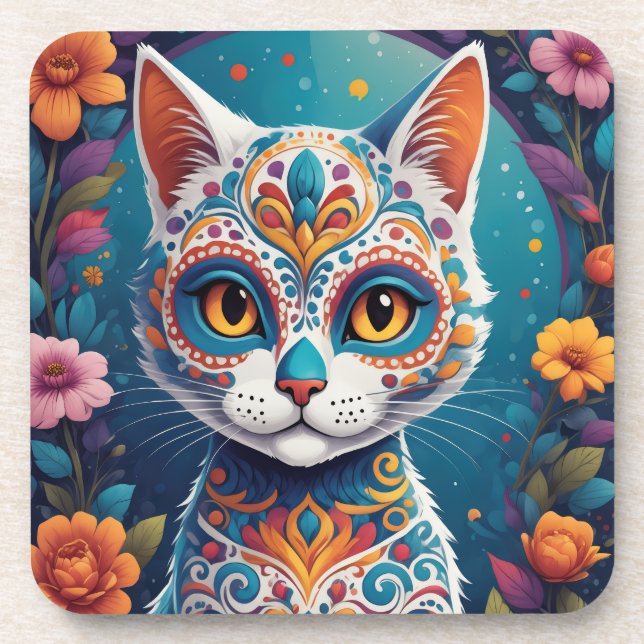 Sugar Skull Kitty Coaster (Front)